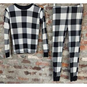 Old Navy Plaid Pajamas Unisex Sz 12 Boys Girls Pjs Black White Christmas? i